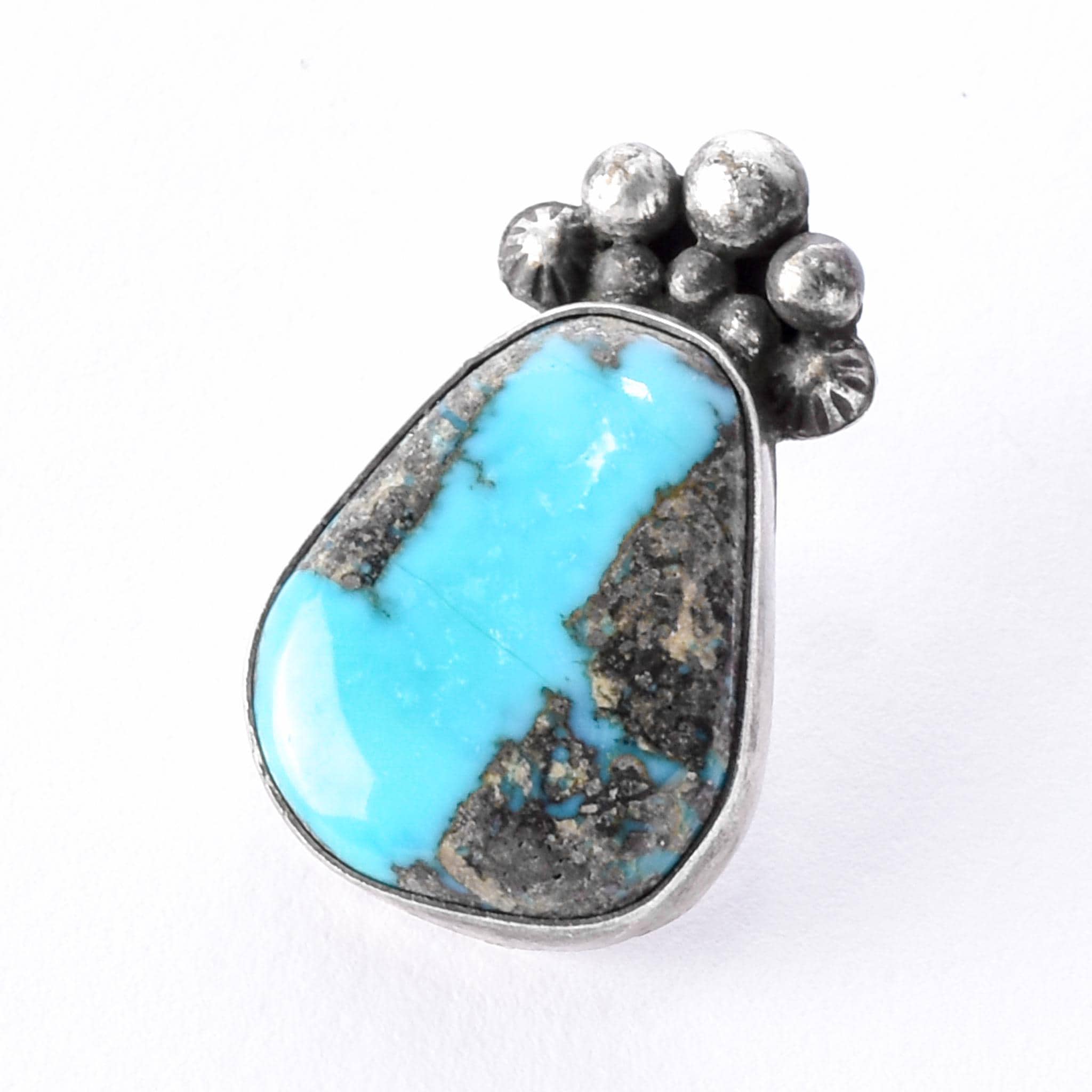 Signed Ruth Ann Begay Navajo Sterling Silver & Turquoise Stud Earrings