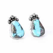 Signed Ruth Ann Begay Navajo Sterling Silver & Turquoise Stud Earrings
