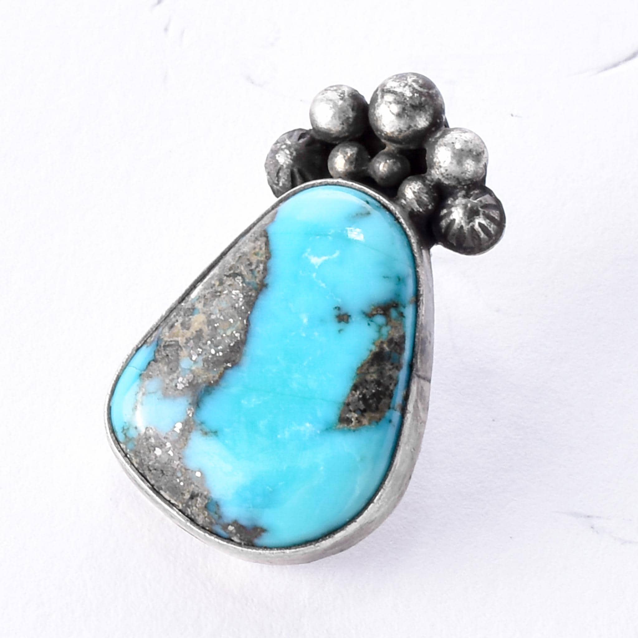 Signed Ruth Ann Begay Navajo Sterling Silver & Turquoise Stud Earrings