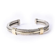 David Yurman 18K Gold & Sterling Silver Triple Cable Cuff Bracelet