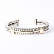 David Yurman 18K Gold & Sterling Silver Triple Cable Cuff Bracelet