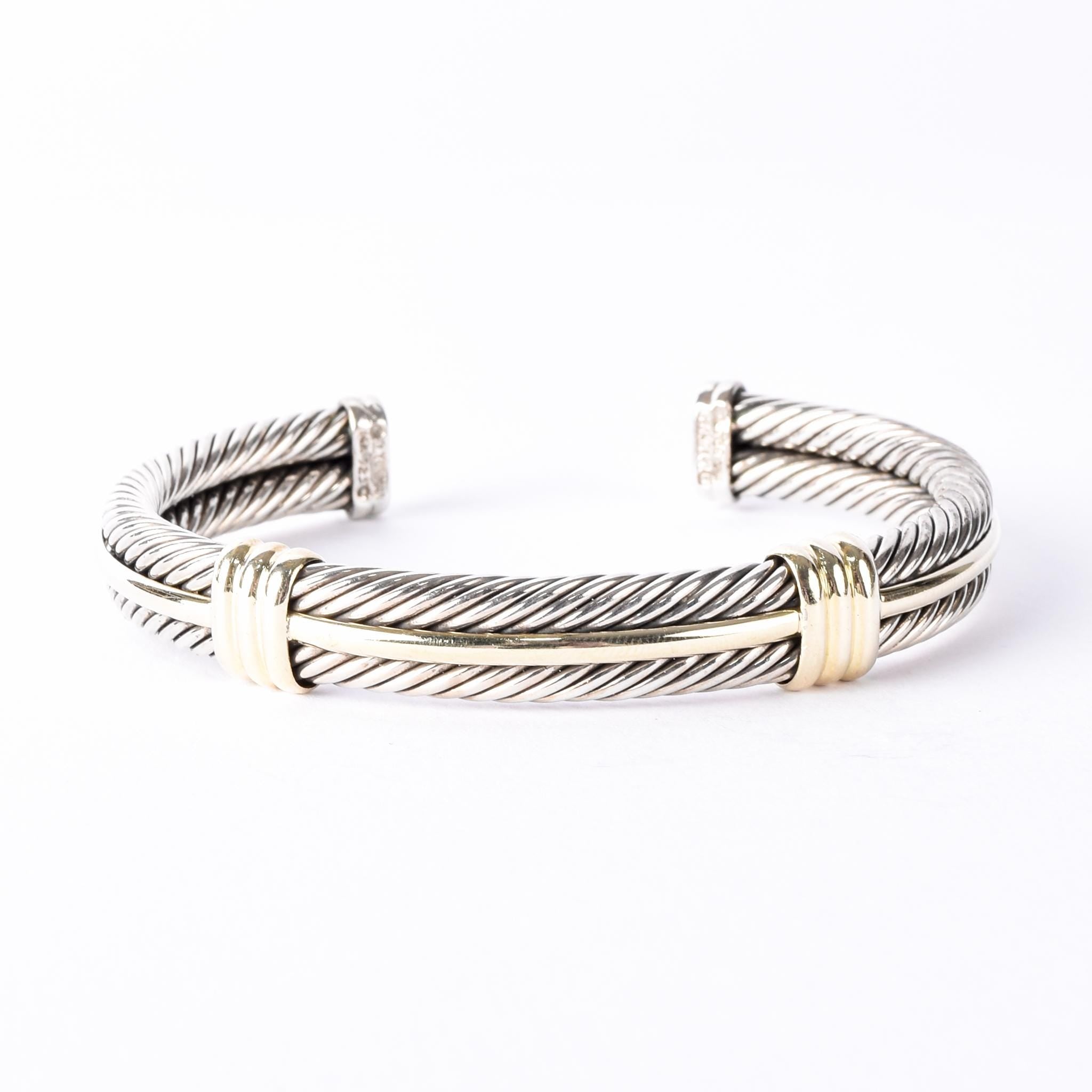 David Yurman 18K Gold & Sterling Silver Triple Cable Cuff Bracelet