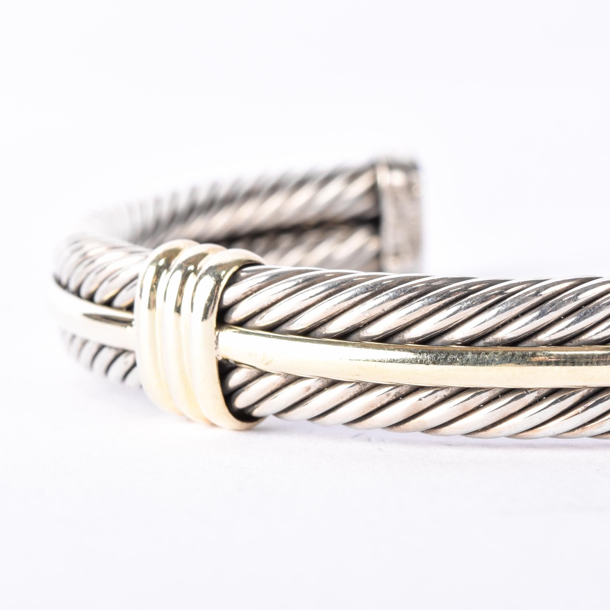 David Yurman 18K Gold & Sterling Silver Triple Cable Cuff Bracelet
