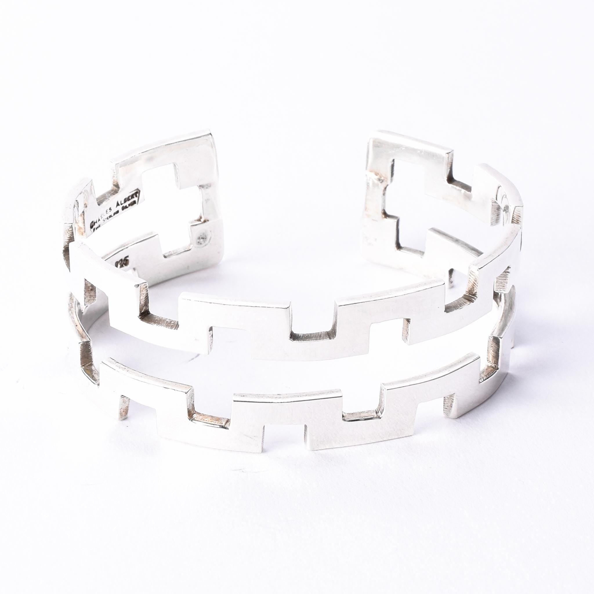 Charles Albert Sterling Silver Geometric Cuff Bracelet