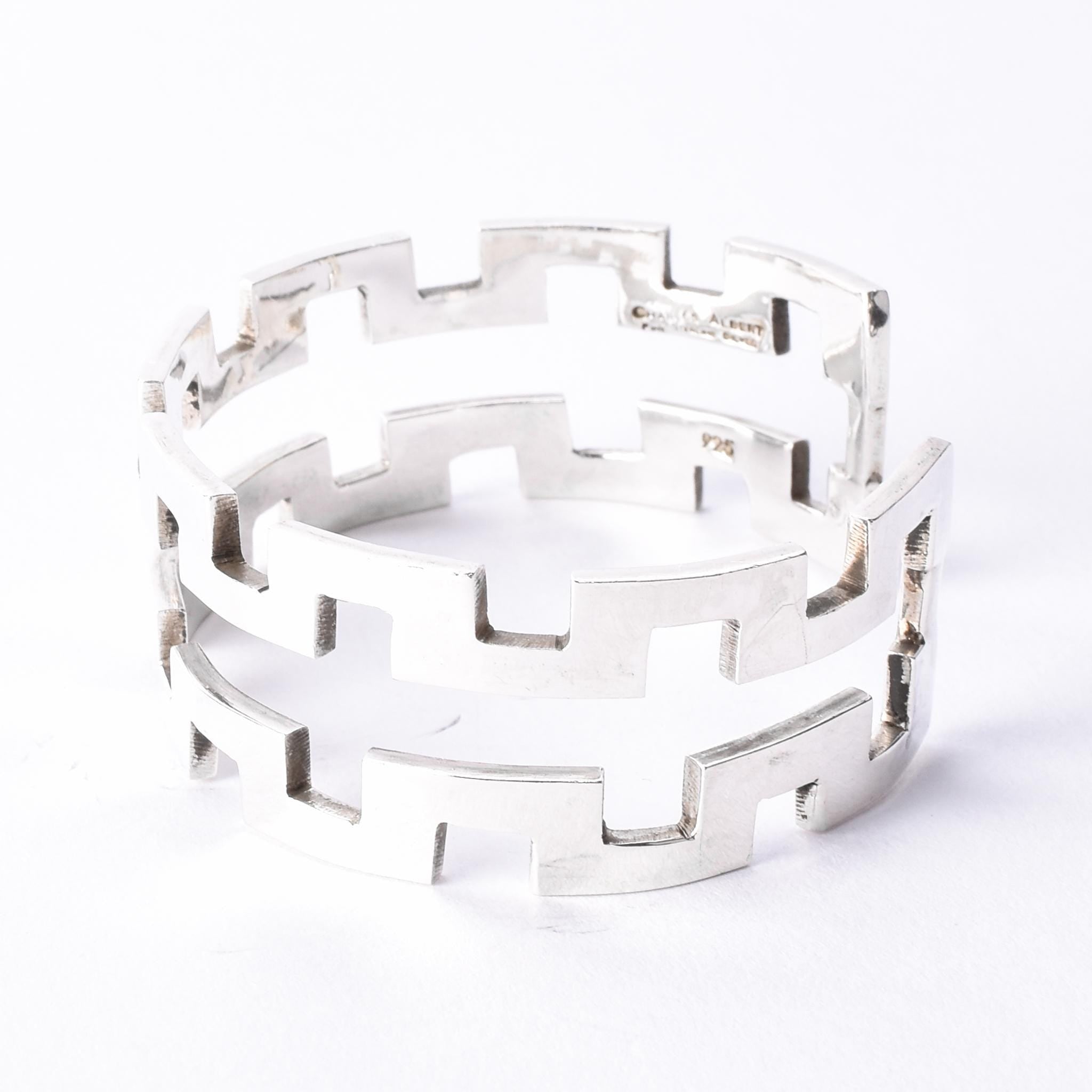 Charles Albert Sterling Silver Geometric Cuff Bracelet