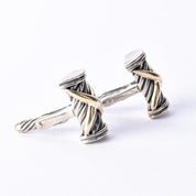 David Yurman 14K Gold & Sterling Silver Cable X Crossover Cufflinks