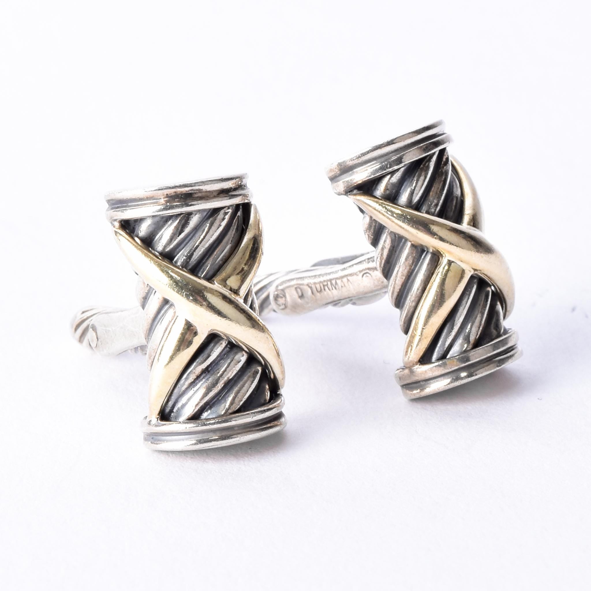 David Yurman 14K Gold & Sterling Silver Cable X Crossover Cufflinks