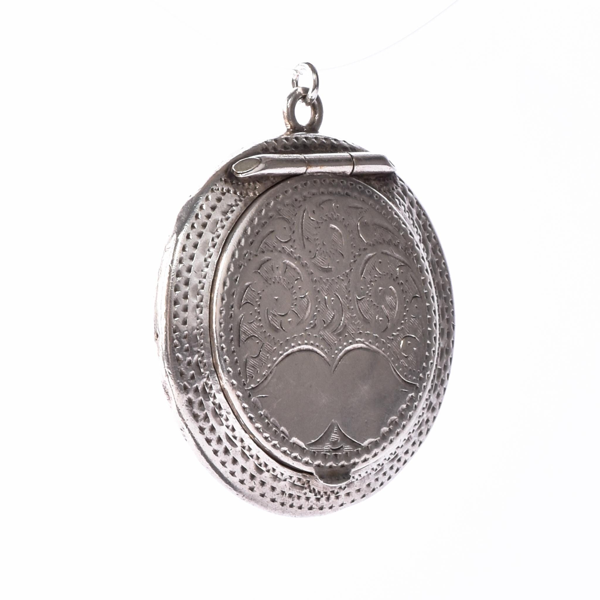 Antique Sterling Silver Pill Box Compact Pendant