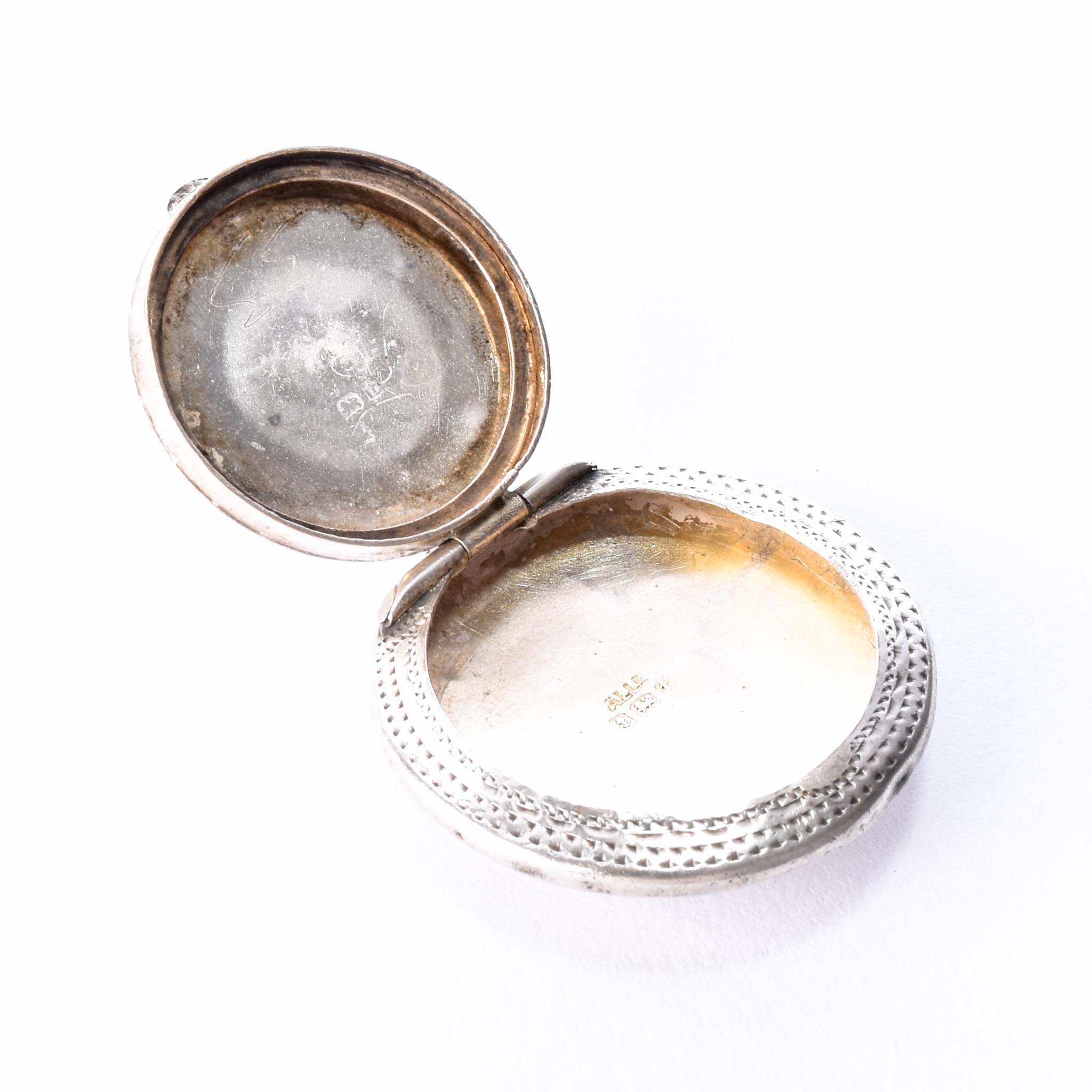 Antique Sterling Silver Pill Box Compact Pendant