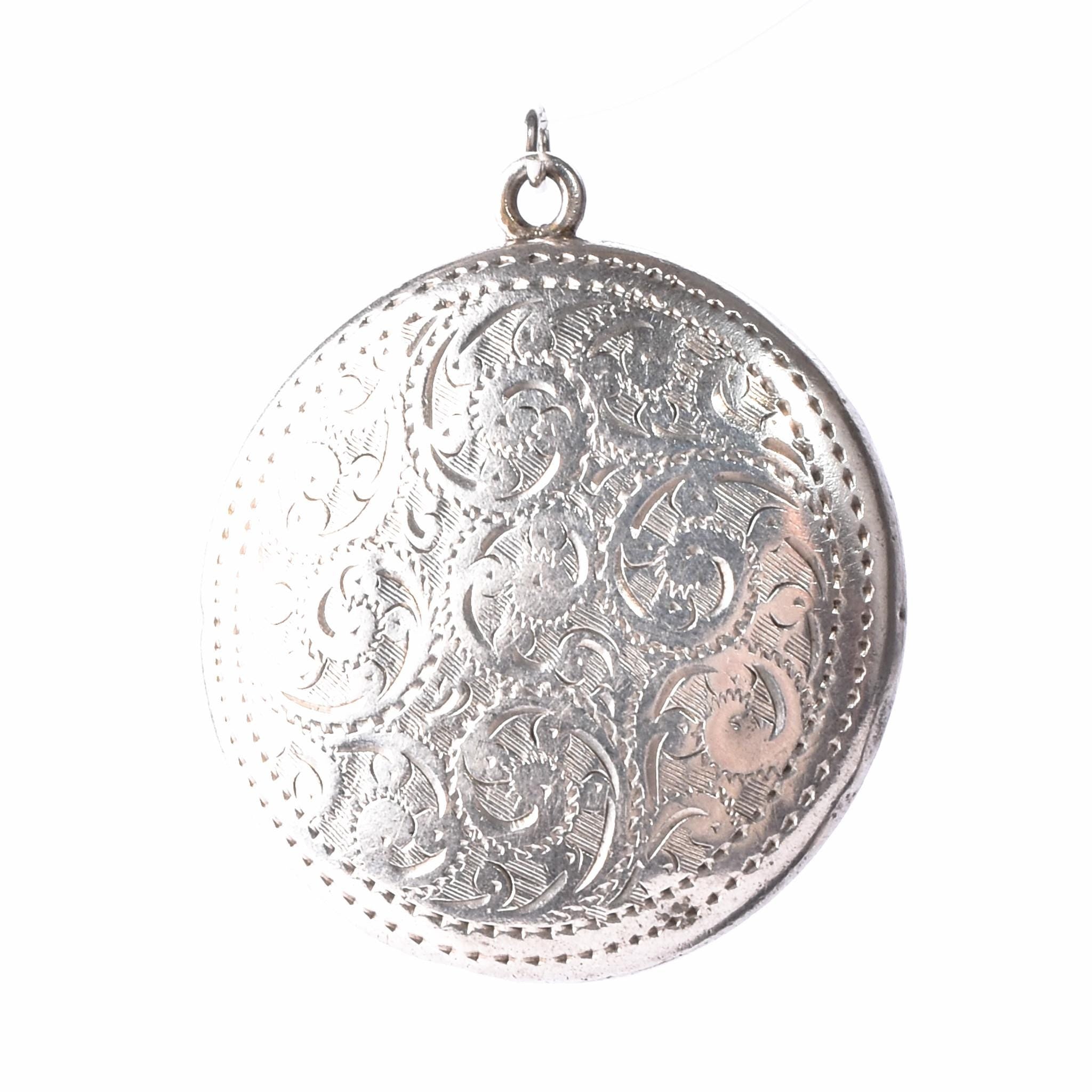 Antique Sterling Silver Pill Box Compact Pendant