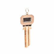 14K Gold & Brass Uncut House Key Pendant