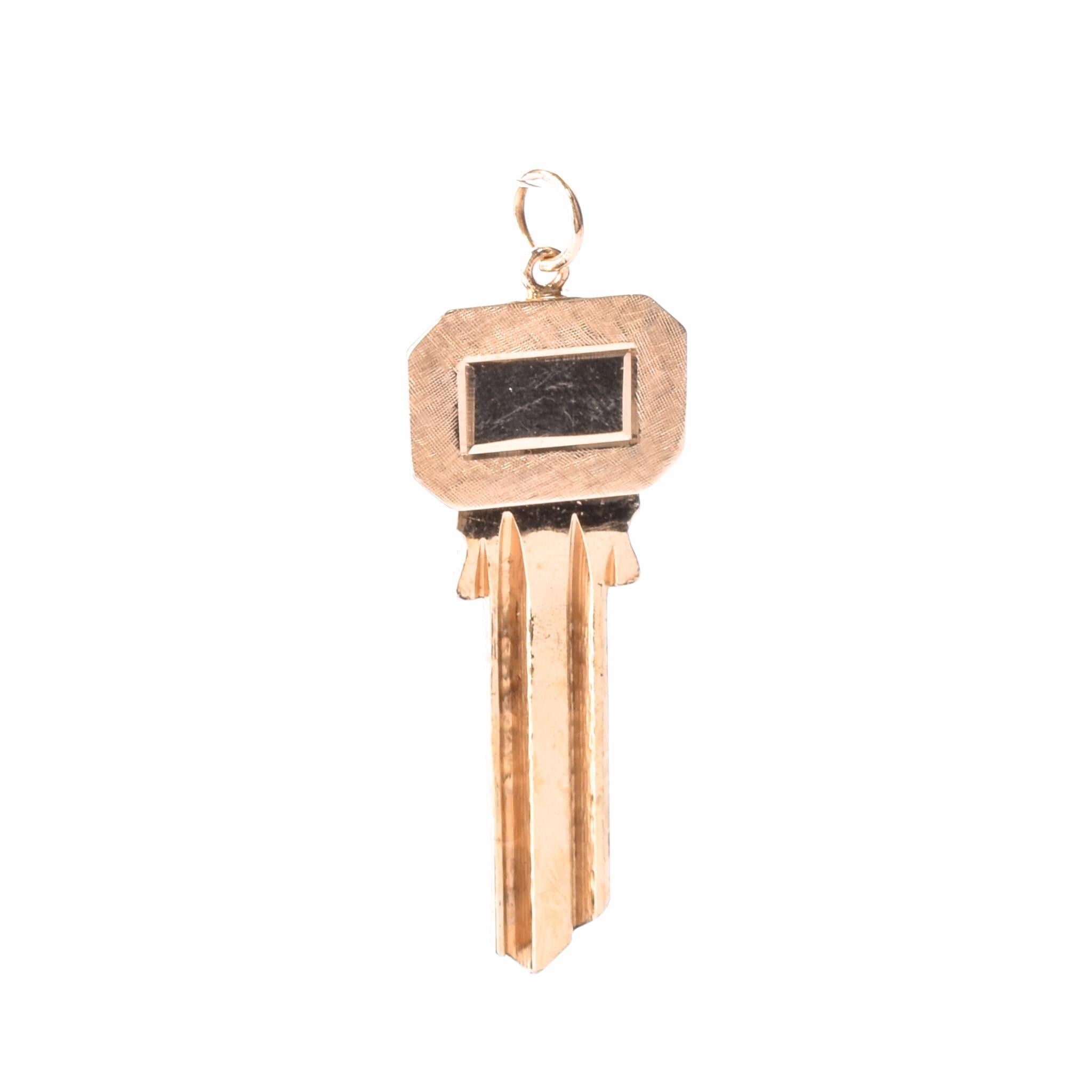 14K Gold & Brass Uncut House Key Pendant