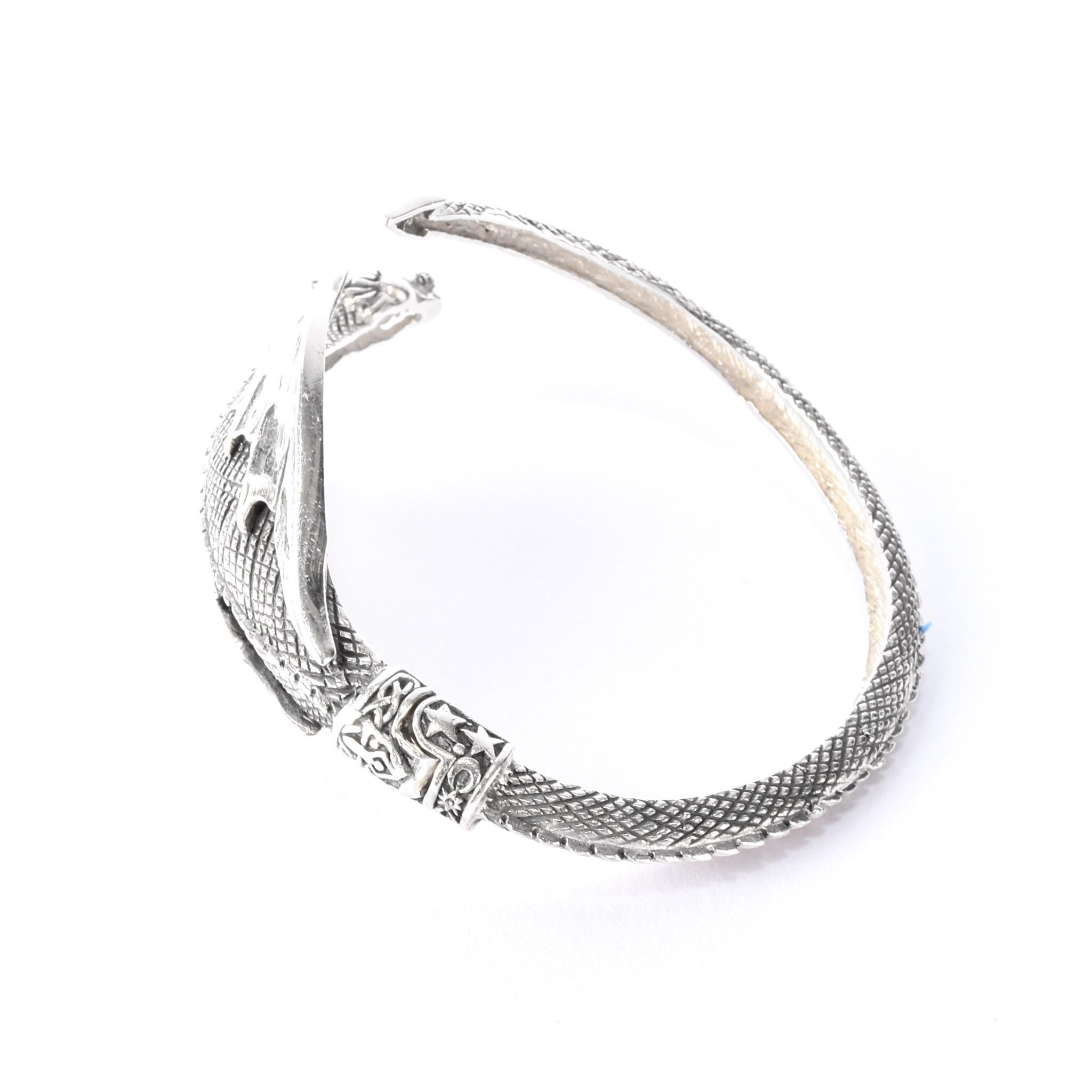 Hinged Sterling Silver Dragon Cuff Bracelet