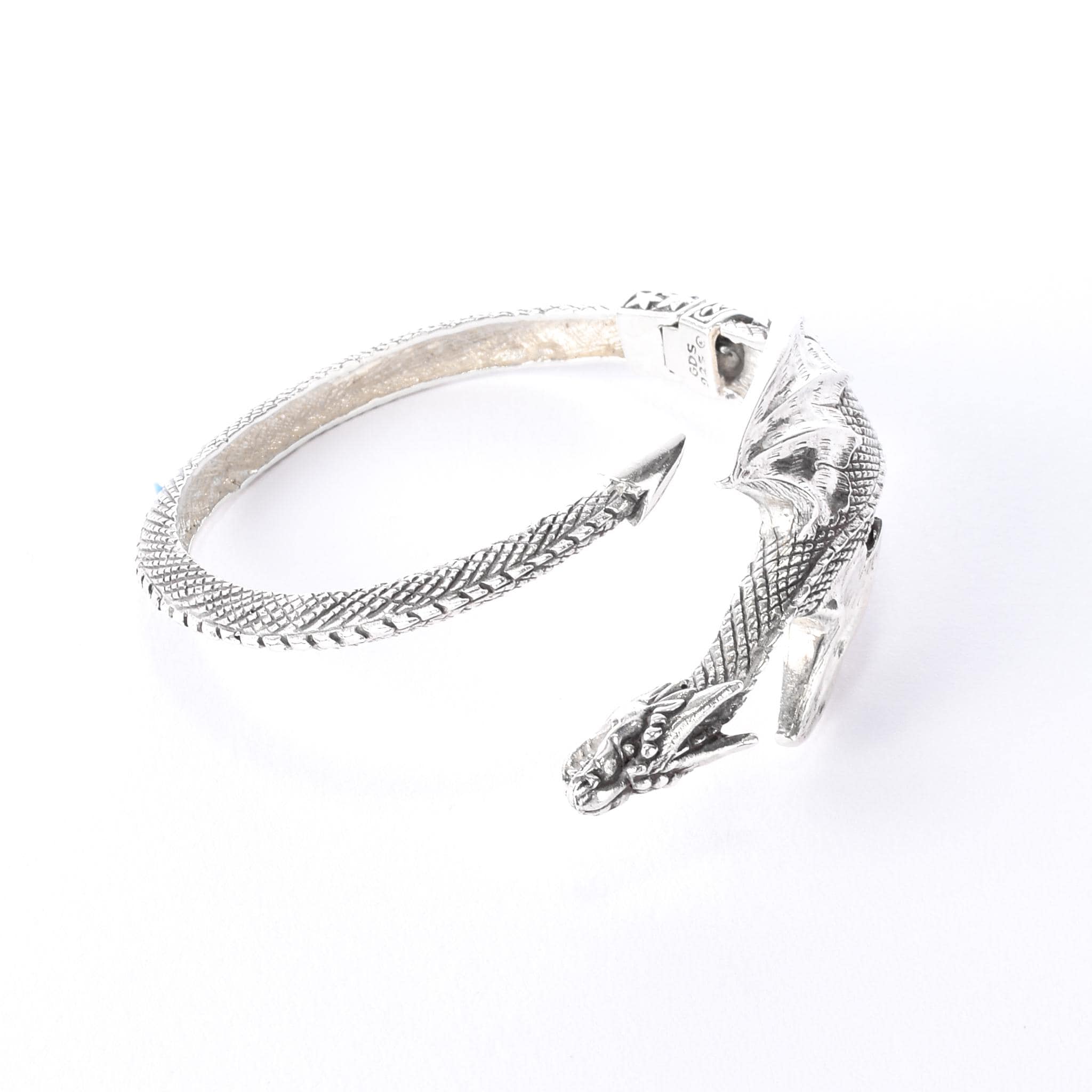 Hinged Sterling Silver Dragon Cuff Bracelet