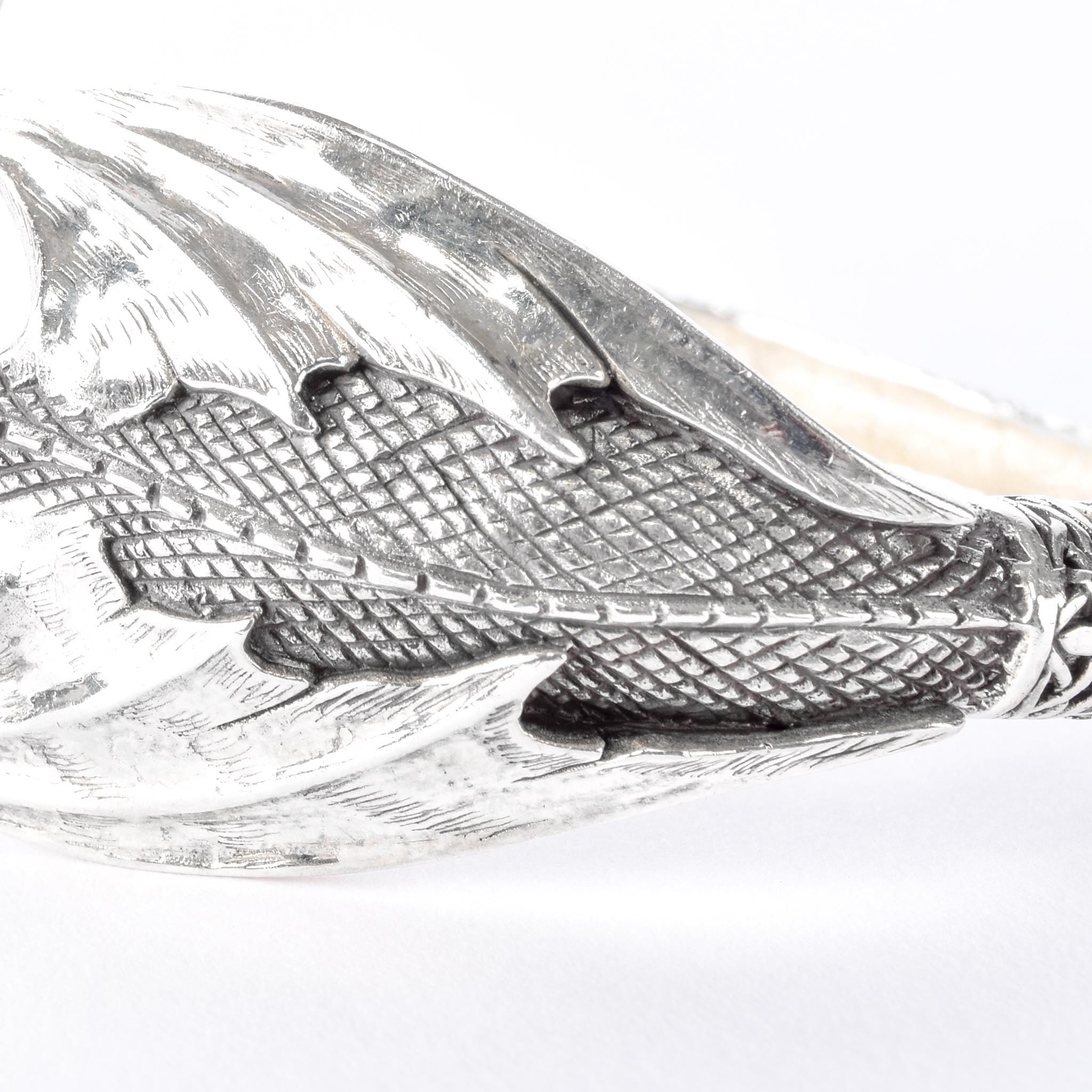 Hinged Sterling Silver Dragon Cuff Bracelet