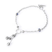 Sterling Silver Ornate Tassel Necklace with Lapis Lazuli Beads
