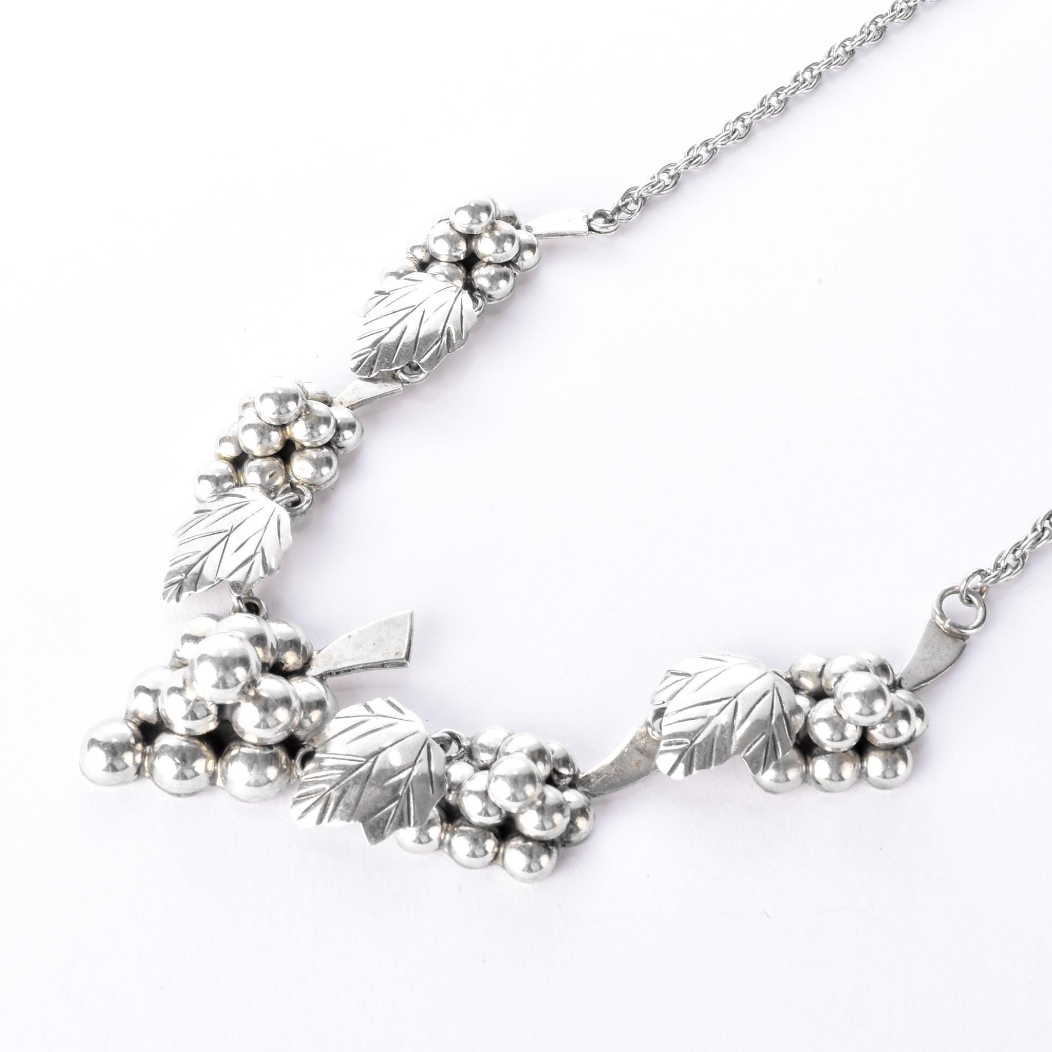 Mexican Sterling Silver Grape Cluster Necklace