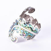 Los Ballesteros Sterling Silver Abalone Clamper Bracelet