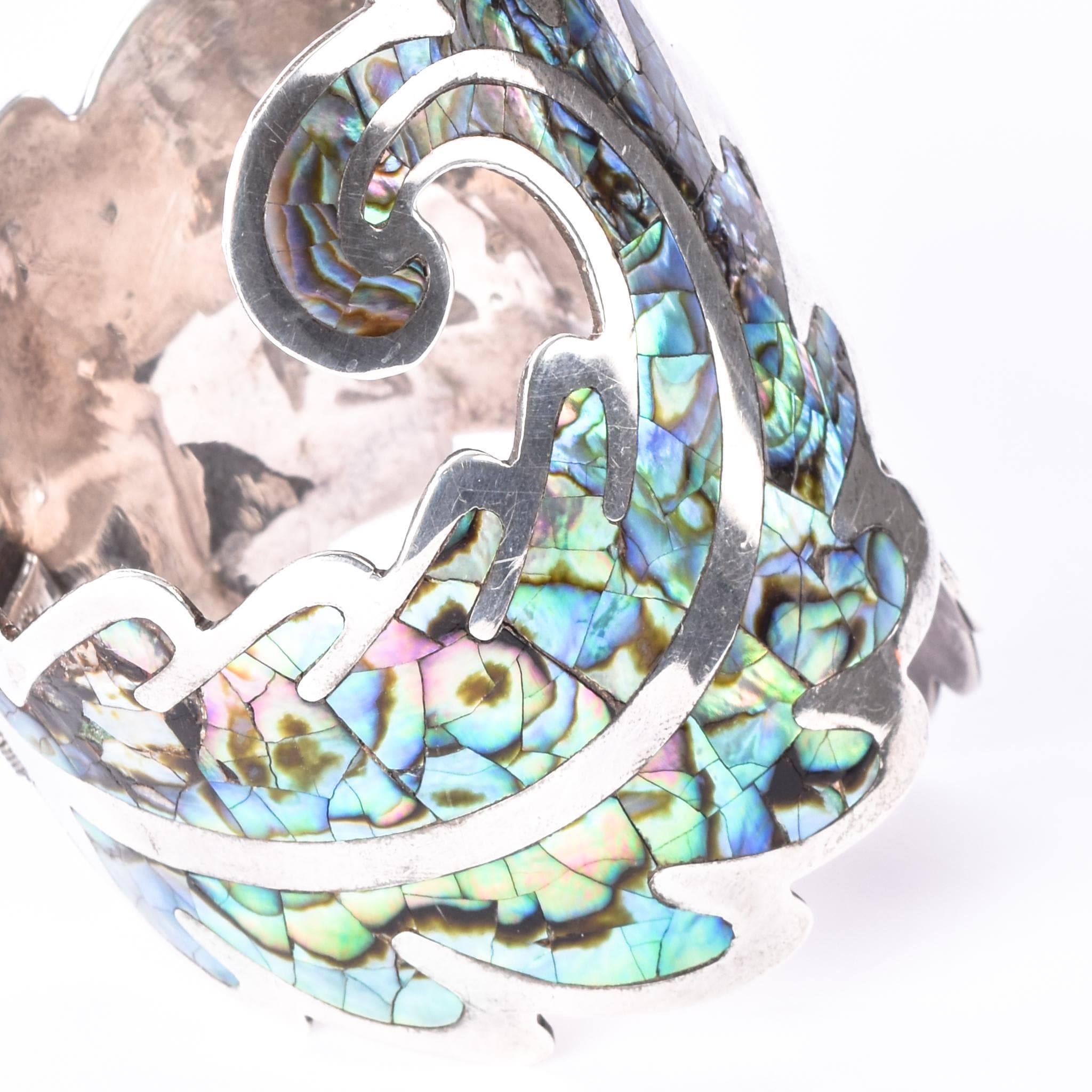 Los Ballesteros Sterling Silver Abalone Clamper Bracelet