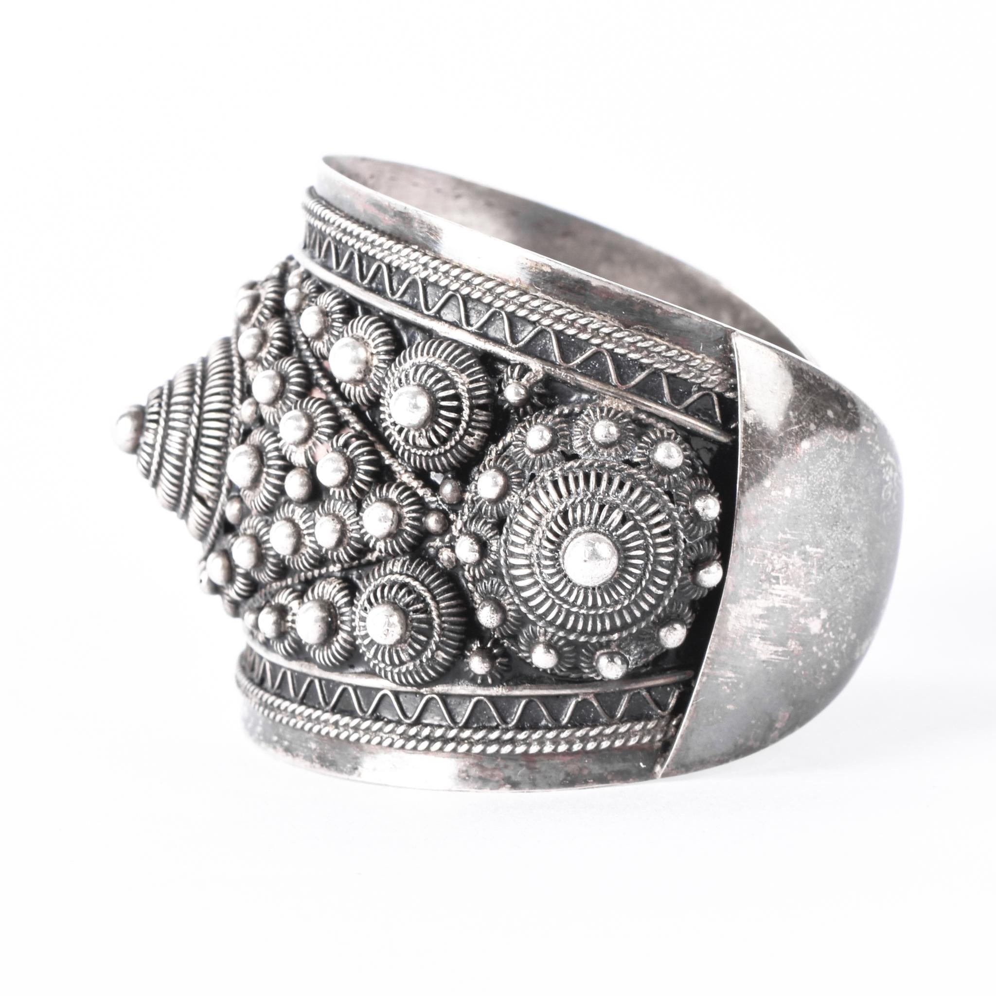 Thailand/Siam Sterling Silver Intricate Geometric Filigree Cuff Bracelet
