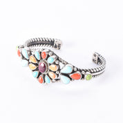 Albert Jake Navajo Sterling Silver Multi-Gemstone Cuff Bracelet