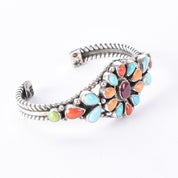 Albert Jake Navajo Sterling Silver Multi-Gemstone Cuff Bracelet