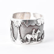 Ken Peshlakai Navajo Sterling Silver Story Teller Bracelet