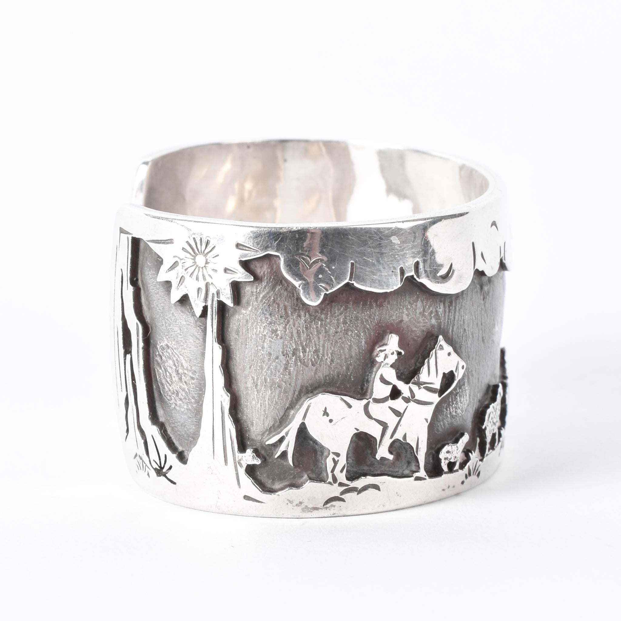 Ken Peshlakai Navajo Sterling Silver Story Teller Bracelet
