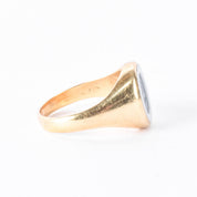 14K Gold Intaglio Blue Sardonyx Family Crest Ring