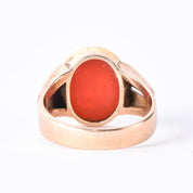 14K Gold Intaglio Red Sardonyx English Family Crest Ring