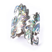 Los Ballesteros Sterling Silver Abalone Clamper Bracelet