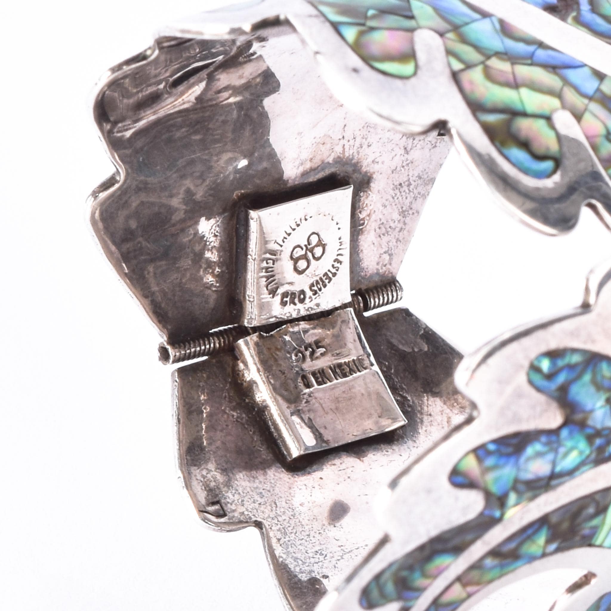 Los Ballesteros Sterling Silver Abalone Clamper Bracelet