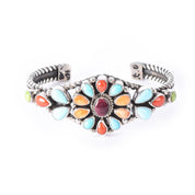 Albert Jake Navajo Sterling Silver Multi-Gemstone Cuff Bracelet