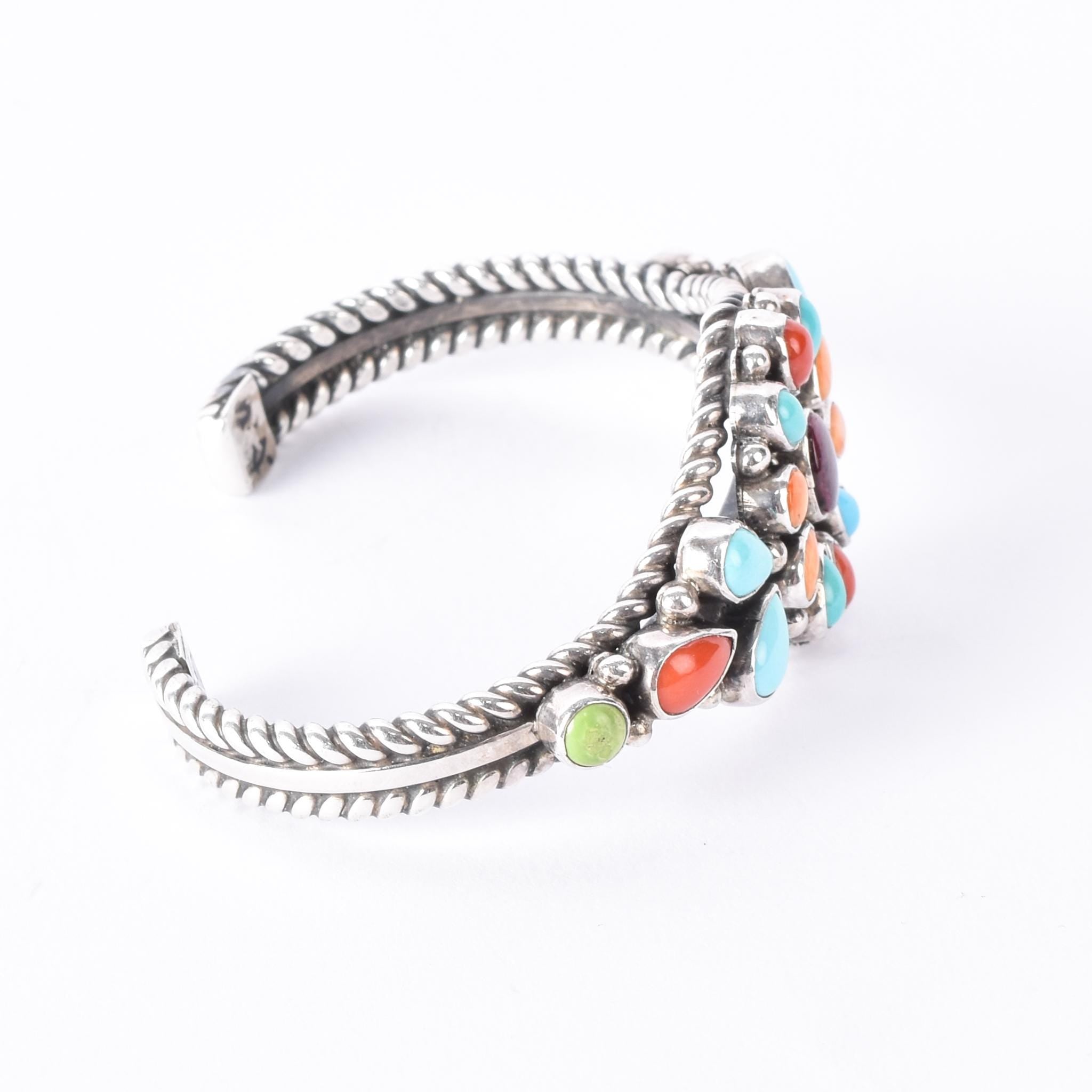 Albert Jake Navajo Sterling Silver Multi-Gemstone Cuff Bracelet