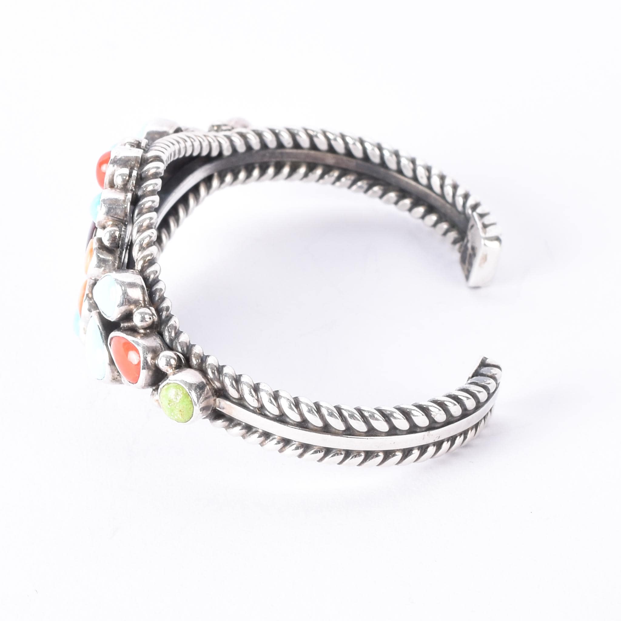 Albert Jake Navajo Sterling Silver Multi-Gemstone Cuff Bracelet