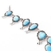 Navajo Sterling Silver Turquoise Squash Blossom Collar Necklace, 18in