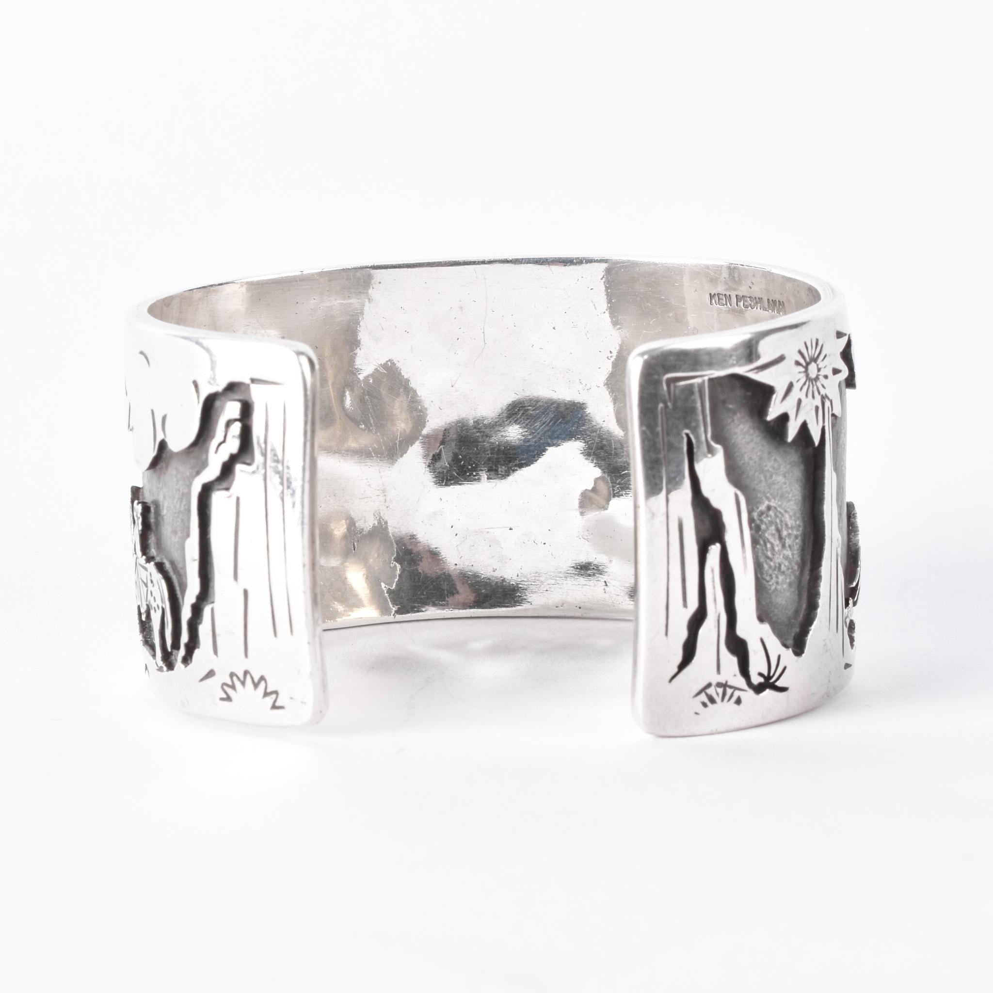 Ken Peshlakai Navajo Sterling Silver Story Teller Bracelet