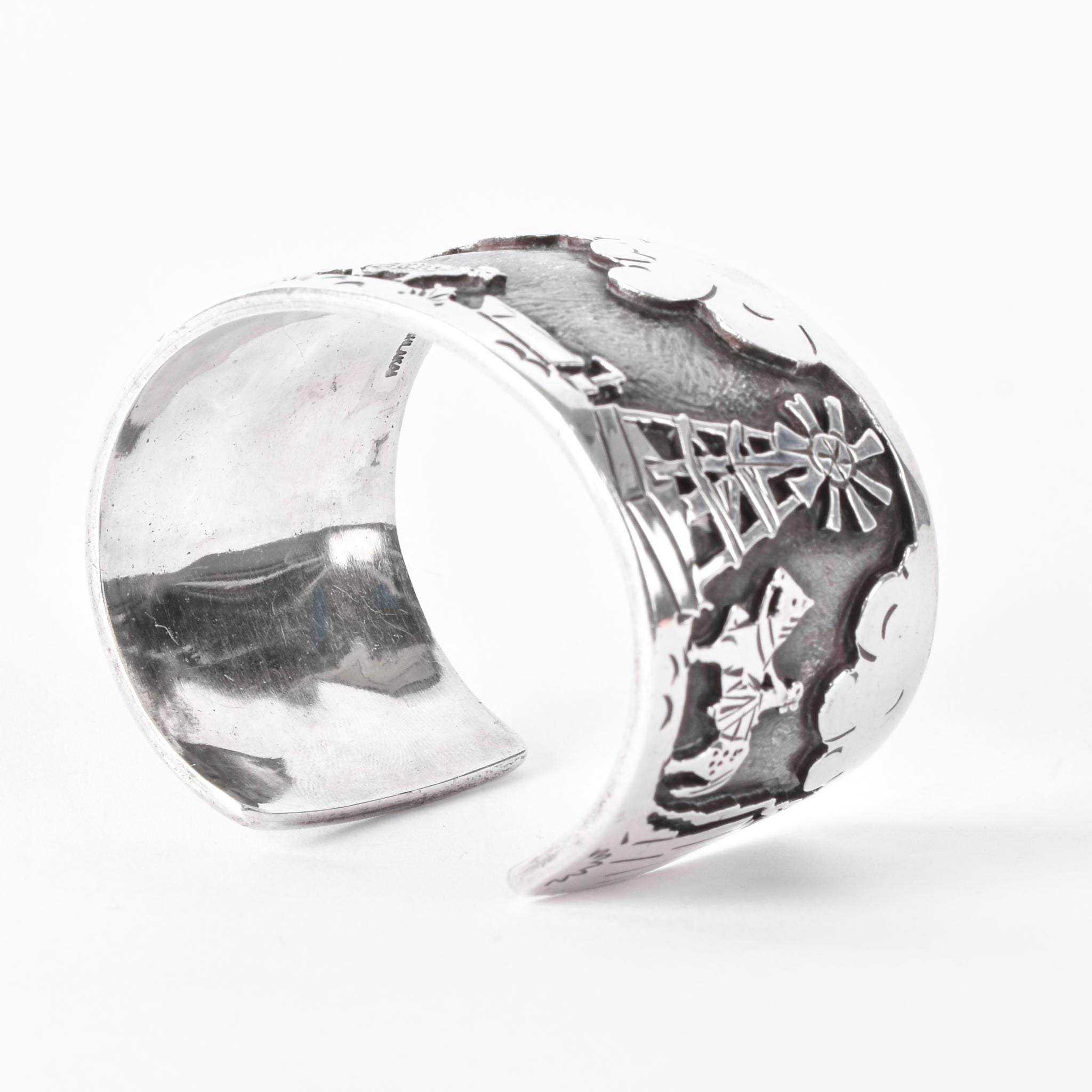 Ken Peshlakai Navajo Sterling Silver Story Teller Bracelet