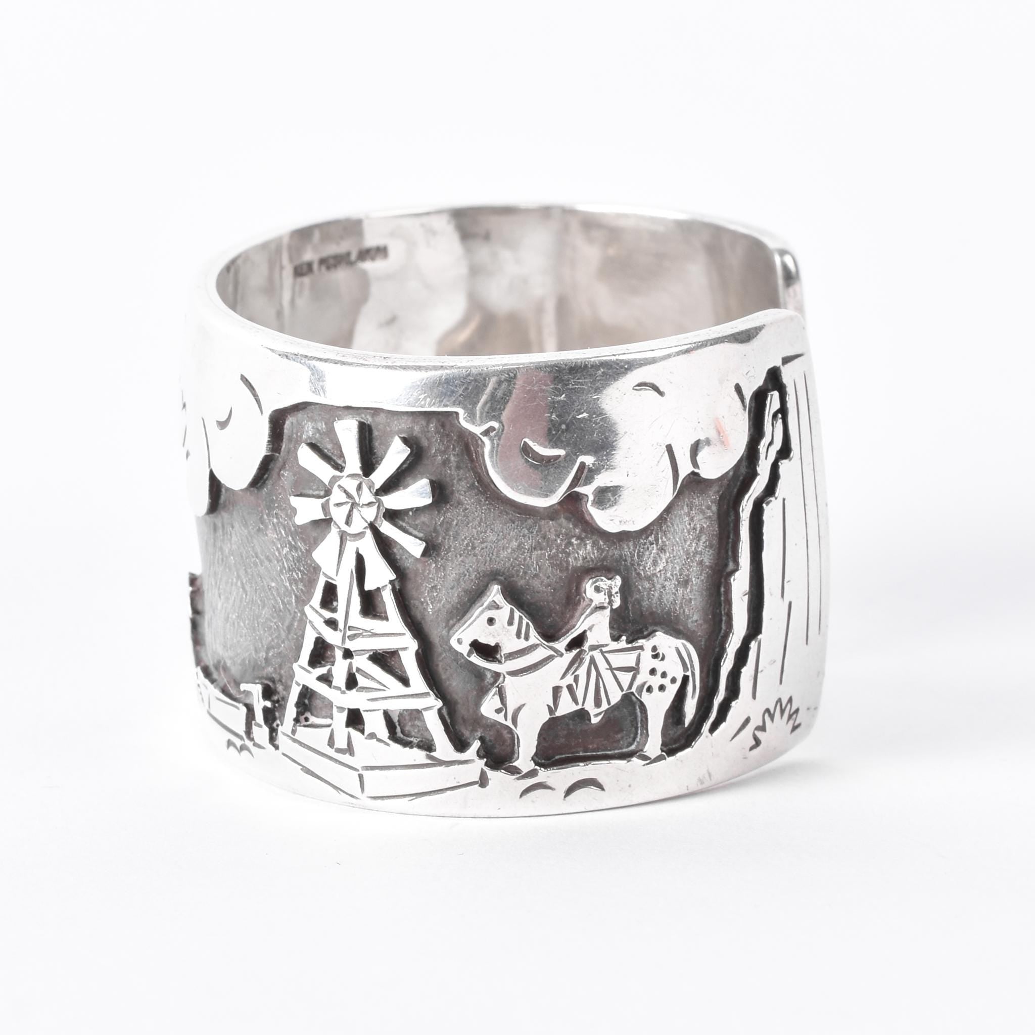 Ken Peshlakai Navajo Sterling Silver Story Teller Bracelet