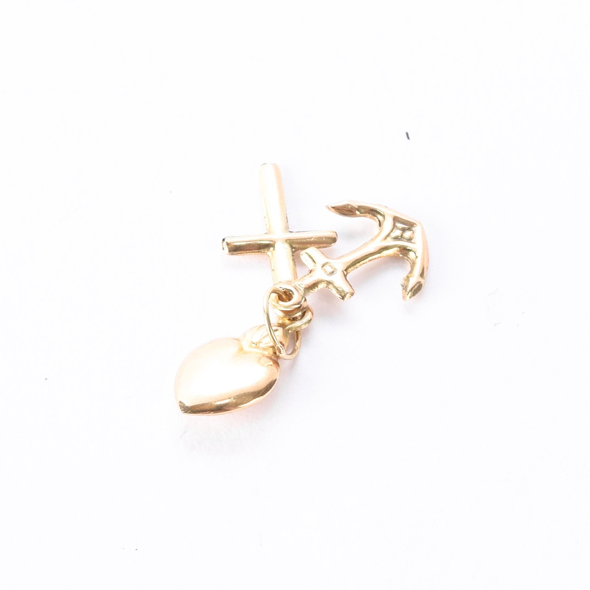 14K Gold Lightweight Faith, Hope, & Charity Pendant/Charm