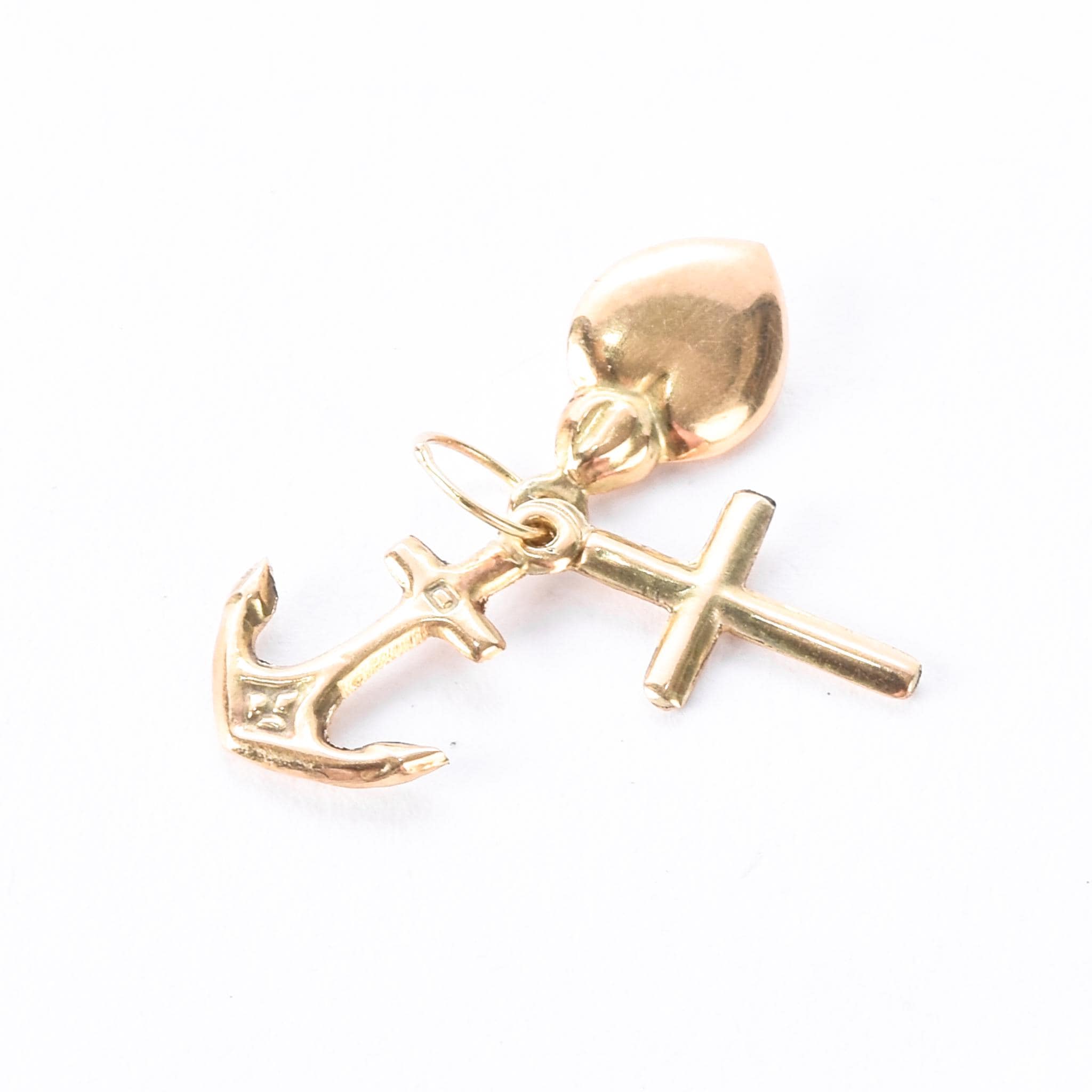 14K Gold Lightweight Faith, Hope, & Charity Pendant/Charm