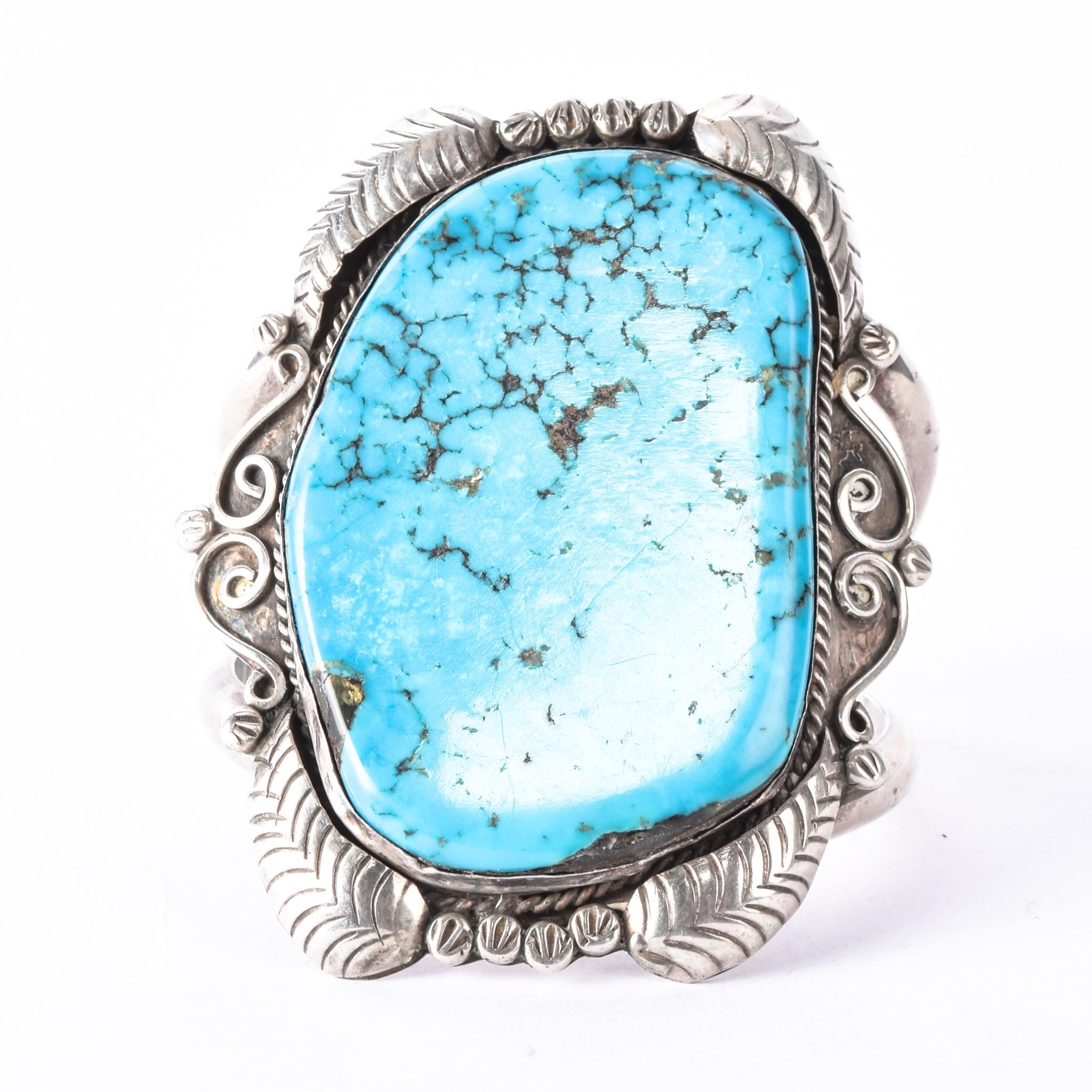 Massive Kingsman Turquoise Sterling Silver Cuff Bracelet
