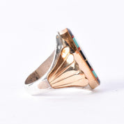 Sterling Silver & Gold Vermeil Multi-Gemstone Zuni Inlay Ring