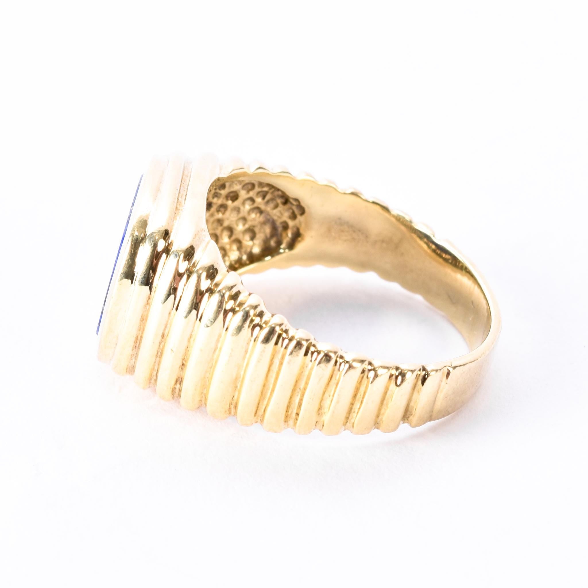 14K Gold Lapis Lazuli Sculpted Band Statement Ring