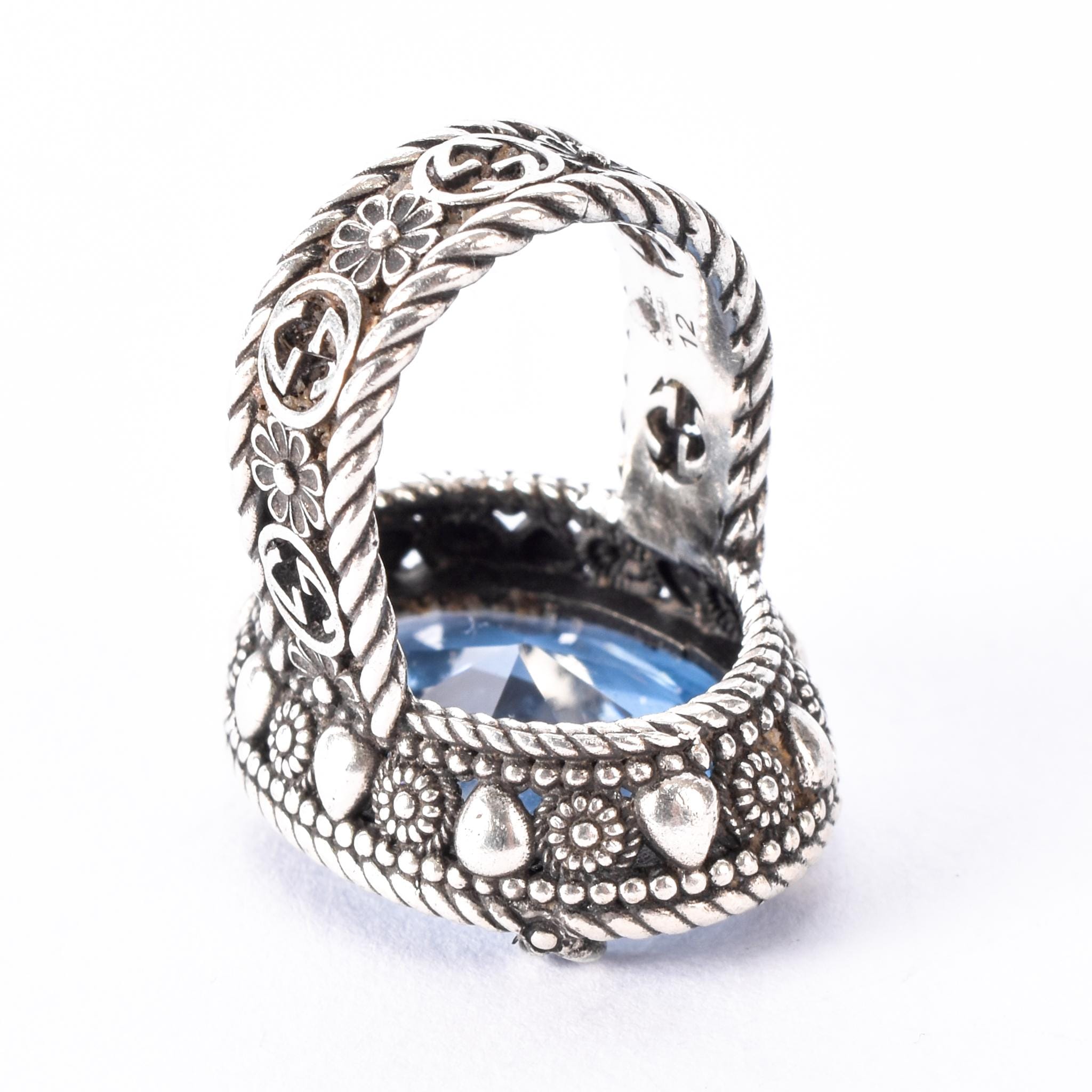 Gucci Sterling Silver and Blue Topaz Statement Ring