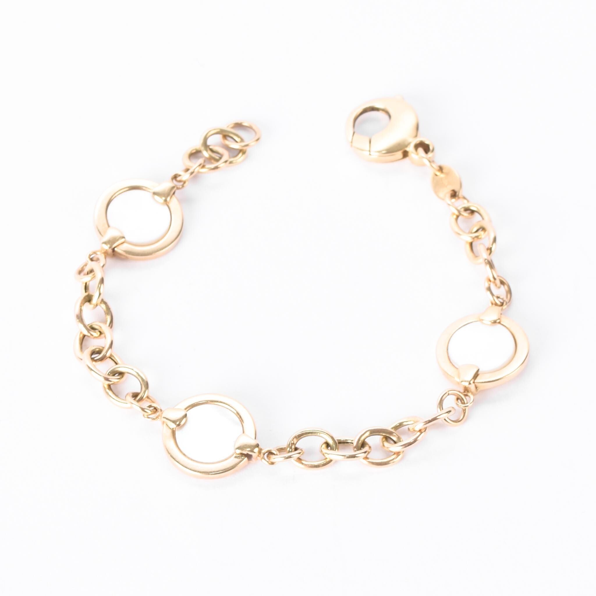 14K Gold Mother of Pearl Chain Link Bracelet