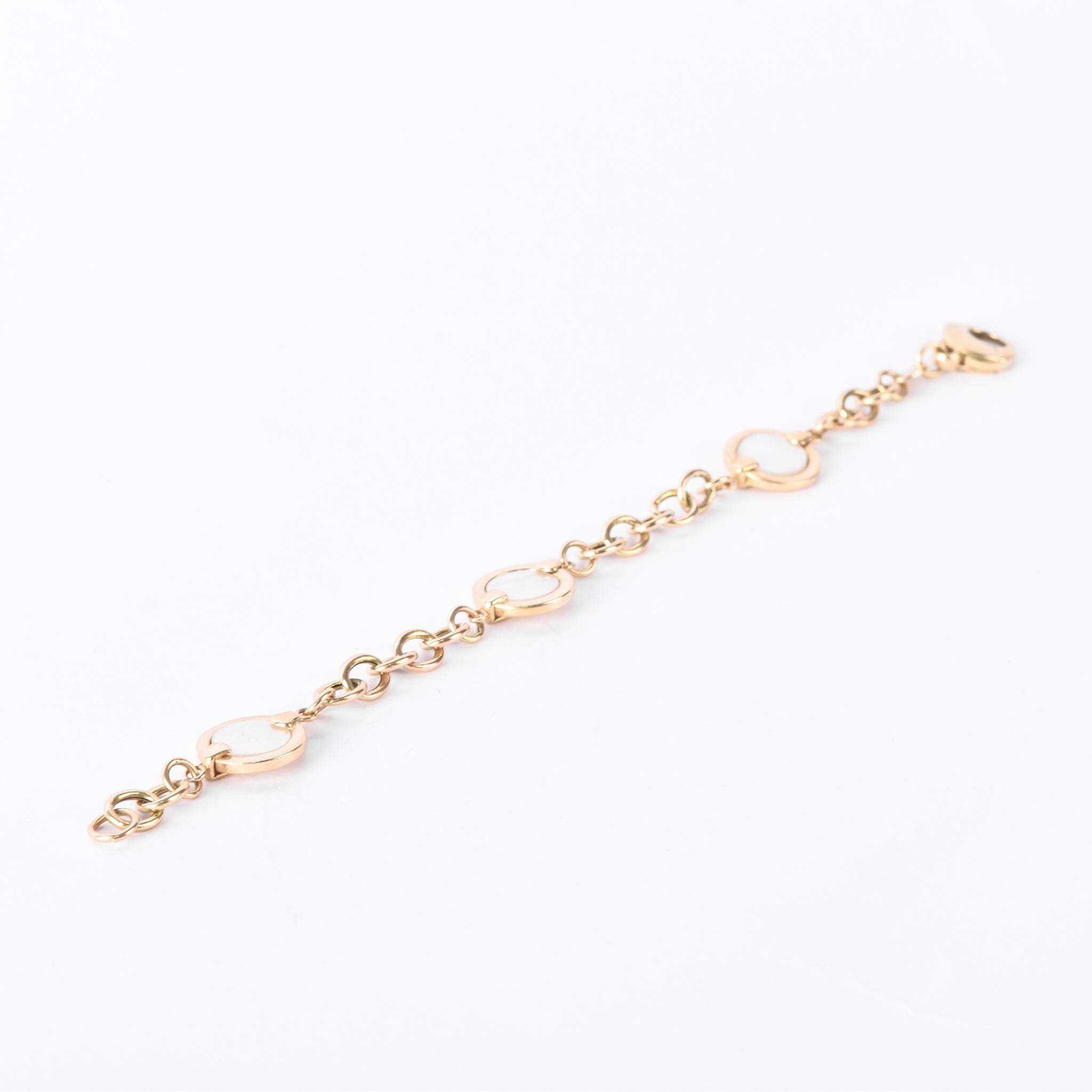 14K Gold Mother of Pearl Chain Link Bracelet