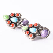 Geneva Apachito Navajo Sterling Silver and Gemstone Dangle Earrings, 31mm