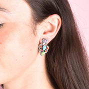 Geneva Apachito Navajo Sterling Silver and Gemstone Dangle Earrings, 31mm