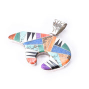 Sterling Silver Zuni Multi-Stone Inlay Medicine Bear Pendant